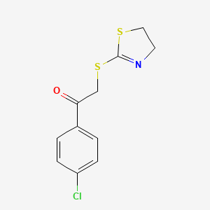 molecular formula C11H10ClNOS2 B5841872 Ethanone, 1-(4-chlorophenyl)-2-[(4,5-dihydro-2-thiazolyl)thio]- CAS No. 143543-83-3
