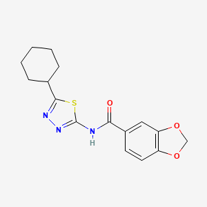 molecular formula C16H17N3O3S B5842518 N-(5-CYCLOHEXYL-1,3,4-THIADIAZOL-2-YL)-2H-1,3-BENZODIOXOLE-5-CARBOXAMIDE 