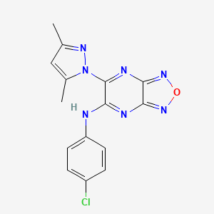 molecular formula C15H12ClN7O B5842783 N-(4-chlorophenyl)-5-(3,5-dimethylpyrazol-1-yl)-[1,2,5]oxadiazolo[3,4-b]pyrazin-6-amine 