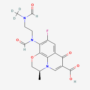 molecular formula C18H18FN3O6 B584300 N,N'-Desethylene-N,N'-diformyl Levofloxacin-d3 CAS No. 1346598-04-6