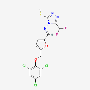 molecular formula C16H11Cl3F2N4O2S B5843112 N-[3-(DIFLUOROMETHYL)-5-(METHYLSULFANYL)-4H-1,2,4-TRIAZOL-4-YL]-N-((E)-1-{5-[(2,4,6-TRICHLOROPHENOXY)METHYL]-2-FURYL}METHYLIDENE)AMINE 