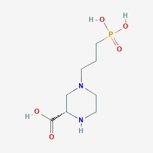 molecular formula C8H17N2O5P B058432 2-Piperazinecarboxylic acid, 4-(3-phosphonopropyl)-, (S)- CAS No. 124190-29-0
