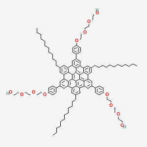 molecular formula C114H138O12 B584323 2-[2-[2-[4-[11,25,39-Tridodecyl-20,34-bis[4-[2-[2-(2-hydroxyethoxy)ethoxy]ethoxy]phenyl]-6-tridecacyclo[28.12.0.02,15.03,8.04,41.09,14.013,18.016,29.017,22.023,28.027,32.031,36.037,42]dotetraconta-1,3,5,7,9,11,13,15,17(22),18,20,23,25,27(32),28,30,33,35,37(42),38,40-henicosaenyl]phenoxy]ethoxy]ethoxy]ethanol CAS No. 1322530-67-5