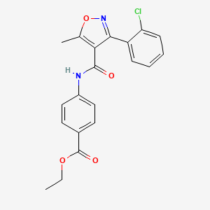 molecular formula C20H17ClN2O4 B5843768 Ethyl 4-(3-(2-chlorophenyl)-5-methylisoxazole-4-carboxamido)benzoate 