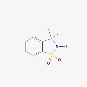 molecular formula C9H10FNO2S B058444 2-Fluoro-3,3-dimethyl-2,3-dihydro-1,2-benzisothiazole 1,1-dioxide CAS No. 124170-23-6