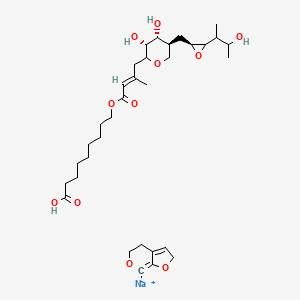 molecular formula C26H43NaO9 B584457 sodium;9-[(E)-4-[(3R,4R,5S)-3,4-dihydroxy-5-[[(2S)-3-(3-hydroxybutan-2-yl)oxiran-2-yl]methyl]oxan-2-yl]-3-methylbut-2-enoyl]oxynonanoic acid;2,4,5,7-tetrahydrofuro[2,3-c]pyran-7-ide CAS No. 116182-43-5