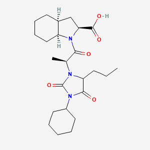 (2S,3aS,7aS)-1-((2S)-2-((5RS)-3-Cyclohexyl-2,4-dioxo-5-propylimidazolidin-1-yl)propanoyl)octahydro-1H-indole-2-carboxylic acid