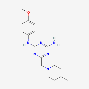molecular formula C17H24N6O B5845135 N-(4-methoxyphenyl)-6-[(4-methylpiperidin-1-yl)methyl]-1,3,5-triazine-2,4-diamine 