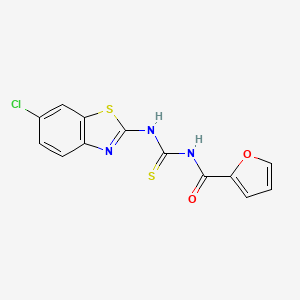 molecular formula C13H8ClN3O2S2 B5845432 N-[(6-chloro-1,3-benzothiazol-2-yl)carbamothioyl]furan-2-carboxamide 