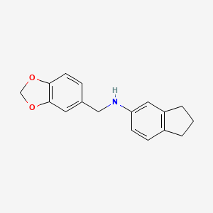 molecular formula C17H17NO2 B5845454 N-(1,3-benzodioxol-5-ylmethyl)-2,3-dihydro-1H-inden-5-amine 