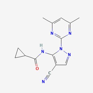 molecular formula C14H14N6O B5845548 N-[4-cyano-1-(4,6-dimethyl-2-pyrimidinyl)-1H-pyrazol-5-yl]cyclopropanecarboxamide 