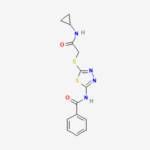 molecular formula C14H14N4O2S2 B5845699 N-[5-[2-(cyclopropylamino)-2-oxoethyl]sulfanyl-1,3,4-thiadiazol-2-yl]benzamide 
