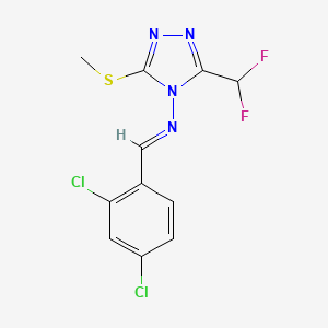 molecular formula C11H8Cl2F2N4S B5845750 N-[(E)-1-(2,4-DICHLOROPHENYL)METHYLIDENE]-N-[3-(DIFLUOROMETHYL)-5-(METHYLSULFANYL)-4H-1,2,4-TRIAZOL-4-YL]AMINE 
