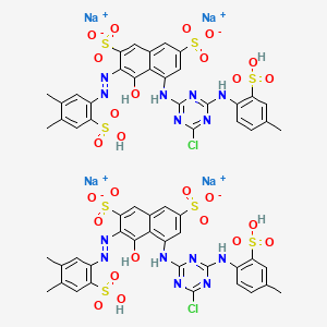 molecular formula C28H20ClN7Na4O13S4 B584612 Tetrasodium;5-[[4-chloro-6-(4-methyl-2-sulfoanilino)-1,3,5-triazin-2-yl]amino]-3-[(4,5-dimethyl-2-sulfophenyl)diazenyl]-4-hydroxynaphthalene-2,7-disulfonate CAS No. 148878-22-2