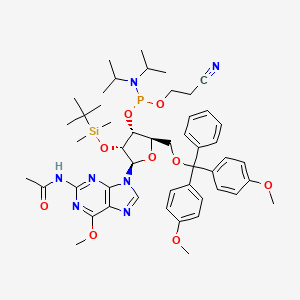 molecular formula C49H66N7O9PSi B584614 N-Acetyl-5'-o-(4,4-dimethoxytrityl)-2'-o-[(tert-butyl)dimethylsilyl]-6'-o-methylguanosine-3'-(2-cyanoethyl-N,N-diisopropyl)phosphoramidite CAS No. 153248-58-9