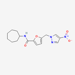 molecular formula C16H20N4O4 B5846332 N-cycloheptyl-5-[(4-nitro-1H-pyrazol-1-yl)methyl]-2-furamide 