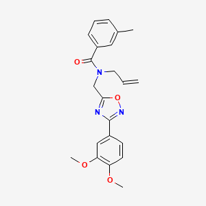 molecular formula C22H23N3O4 B5846340 N-allyl-N-{[3-(3,4-dimethoxyphenyl)-1,2,4-oxadiazol-5-yl]methyl}-3-methylbenzamide 