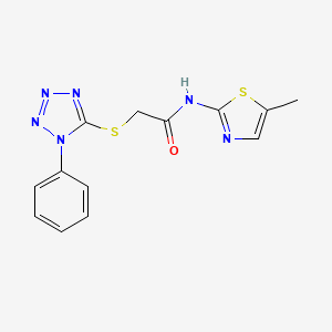 molecular formula C13H12N6OS2 B5846643 N-(5-methyl-1,3-thiazol-2-yl)-2-[(1-phenyl-1H-tetrazol-5-yl)sulfanyl]acetamide 