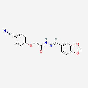molecular formula C17H13N3O4 B5846873 N'-[(E)-(2H-1,3-BENZODIOXOL-5-YL)METHYLIDENE]-2-(4-CYANOPHENOXY)ACETOHYDRAZIDE 