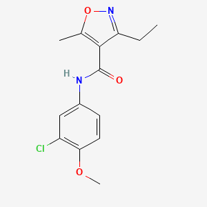 molecular formula C14H15ClN2O3 B5847454 N-(3-CHLORO-4-METHOXYPHENYL)-3-ETHYL-5-METHYL-12-OXAZOLE-4-CARBOXAMIDE 