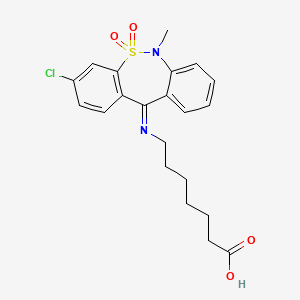 molecular formula C21H23ClN2O4S B584759 7-[(3-Chloro-6-methyl-5,5-dioxidodibenzo[c,f][1,2]thiazepin-11(6H)-ylidene)amino]heptanoic Acid CAS No. 131206-48-9