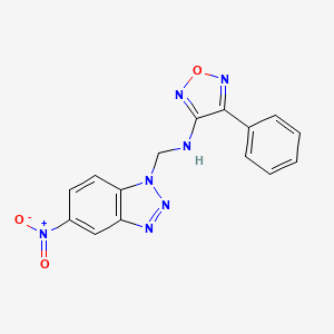 molecular formula C15H11N7O3 B5847601 N-[(5-Nitro-1H-1,2,3-benzotriazol-1-YL)methyl]-N-(4-phenyl-1,2,5-oxadiazol-3-YL)amine 