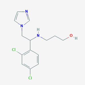 molecular formula C14H17Cl2N3O B058477 1-Propanol,3-[[1-(2,4-dichlorophenyl)-2-(1H-imidazol-1-yl)ethyl]amino]- CAS No. 116791-38-9