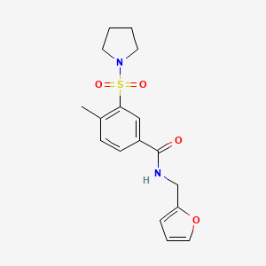 molecular formula C17H20N2O4S B5847932 N-(furan-2-ylmethyl)-4-methyl-3-pyrrolidin-1-ylsulfonylbenzamide 