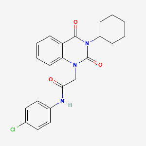 molecular formula C22H22ClN3O3 B5848305 N-(4-chlorophenyl)-2-(3-cyclohexyl-2,4-dioxo-3,4-dihydroquinazolin-1(2H)-yl)acetamide 