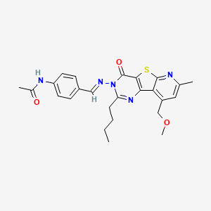 molecular formula C25H27N5O3S B5848330 N-[4-[(E)-[4-butyl-13-(methoxymethyl)-11-methyl-6-oxo-8-thia-3,5,10-triazatricyclo[7.4.0.02,7]trideca-1(13),2(7),3,9,11-pentaen-5-yl]iminomethyl]phenyl]acetamide 