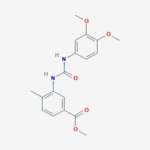 molecular formula C18H20N2O5 B5848442 METHYL 3-{[(3,4-DIMETHOXYANILINO)CARBONYL]AMINO}-4-METHYLBENZOATE 