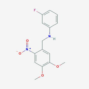 molecular formula C15H15FN2O4 B5848544 N-[(4,5-dimethoxy-2-nitrophenyl)methyl]-3-fluoroaniline 
