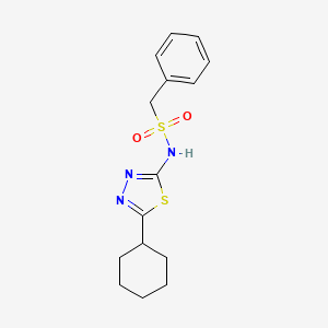 molecular formula C15H19N3O2S2 B5848599 N-(5-cyclohexyl-1,3,4-thiadiazol-2-yl)-1-phenylmethanesulfonamide 