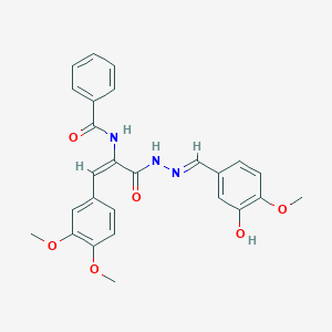 molecular formula C26H25N3O6 B5848680 N-[(E)-1-(3,4-dimethoxyphenyl)-3-[(2E)-2-[(3-hydroxy-4-methoxyphenyl)methylidene]hydrazinyl]-3-oxoprop-1-en-2-yl]benzamide 