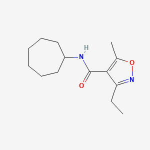 molecular formula C14H22N2O2 B5849060 N-cycloheptyl-3-ethyl-5-methyl-1,2-oxazole-4-carboxamide 