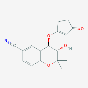 molecular formula C17H17NO4 B058500 (3S,4R)-3-hydroxy-2,2-dimethyl-4-(3-oxocyclopenten-1-yl)oxy-3,4-dihydrochromene-6-carbonitrile CAS No. 121055-10-5