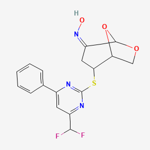 molecular formula C17H15F2N3O3S B5850247 N-[(4Z)-2-{[4-(DIFLUOROMETHYL)-6-PHENYLPYRIMIDIN-2-YL]SULFANYL}-6,8-DIOXABICYCLO[3.2.1]OCTAN-4-YLIDENE]HYDROXYLAMINE 
