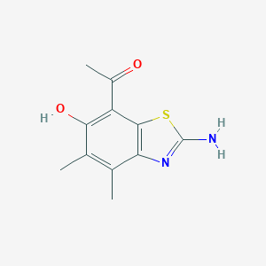 molecular formula C11H12N2O2S B058511 1-(2-Amino-6-hydroxy-4,5-dimethyl-1,3-benzothiazol-7-YL)ethanone CAS No. 120164-27-4