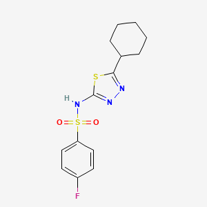 molecular formula C14H16FN3O2S2 B5851189 N-(5-CYCLOHEXYL-1,3,4-THIADIAZOL-2-YL)-4-FLUOROBENZENE-1-SULFONAMIDE 