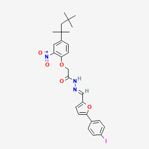 molecular formula C27H30IN3O5 B5851267 N-[(E)-[5-(4-iodophenyl)furan-2-yl]methylideneamino]-2-[2-nitro-4-(2,4,4-trimethylpentan-2-yl)phenoxy]acetamide 