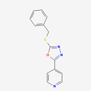 molecular formula C14H11N3OS B5852123 Pyridine, 4-[5-[(phenylmethyl)thio]-1,3,4-oxadiazol-2-yl]- CAS No. 105491-55-2