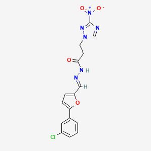 molecular formula C16H13ClN6O4 B5852134 N-{(E)-1-[5-(3-CHLOROPHENYL)-2-FURYL]METHYLIDENE}-3-(3-NITRO-1H-1,2,4-TRIAZOL-1-YL)PROPANOHYDRAZIDE 
