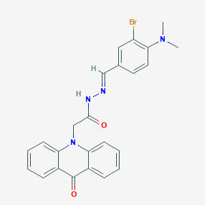 molecular formula C24H21BrN4O2 B5852761 N-[(E)-[3-bromo-4-(dimethylamino)phenyl]methylideneamino]-2-(9-oxoacridin-10-yl)acetamide 