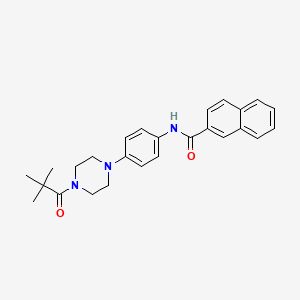 molecular formula C26H29N3O2 B5853374 N-[4-[4-(2,2-dimethylpropanoyl)piperazin-1-yl]phenyl]naphthalene-2-carboxamide 