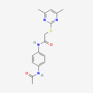 molecular formula C16H18N4O2S B5853548 N~1~-[4-(ACETYLAMINO)PHENYL]-2-[(4,6-DIMETHYL-2-PYRIMIDINYL)SULFANYL]ACETAMIDE 