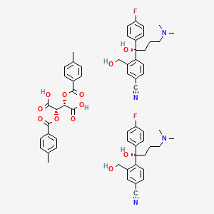 molecular formula C60H64F2N4O12 B585411 (S)-4-(4-(Dimethylamino)-1-(4-fluorophenyl)-1-hydroxybutyl)-3-hydroxymethylbenzonitrile hemi(+)-di-toluoyltartrate CAS No. 128173-53-5