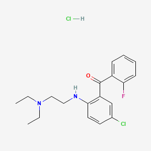 molecular formula C19H23Cl2FN2O B585425 5-Chloro-2-(2-diethylaminoethylamino)-2'-fluorobenzophenone Hydrochloride CAS No. 19347-55-8