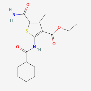 molecular formula C16H22N2O4S B5854989 ETHYL 5-CARBAMOYL-2-CYCLOHEXANEAMIDO-4-METHYLTHIOPHENE-3-CARBOXYLATE 