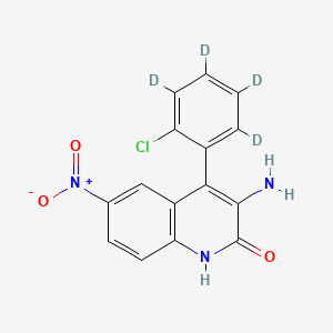molecular formula C15H10ClN3O3 B585512 3-Amino-4-(2-chlorophenyl)-6-nitro-2(1H)-quinolinone-d4(Clonazepam Impurity) CAS No. 1346604-43-0