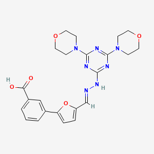 molecular formula C23H25N7O5 B5855255 3-{5-[(E)-{2-[4,6-BIS(MORPHOLIN-4-YL)-1,3,5-TRIAZIN-2-YL]HYDRAZIN-1-YLIDENE}METHYL]FURAN-2-YL}BENZOIC ACID 